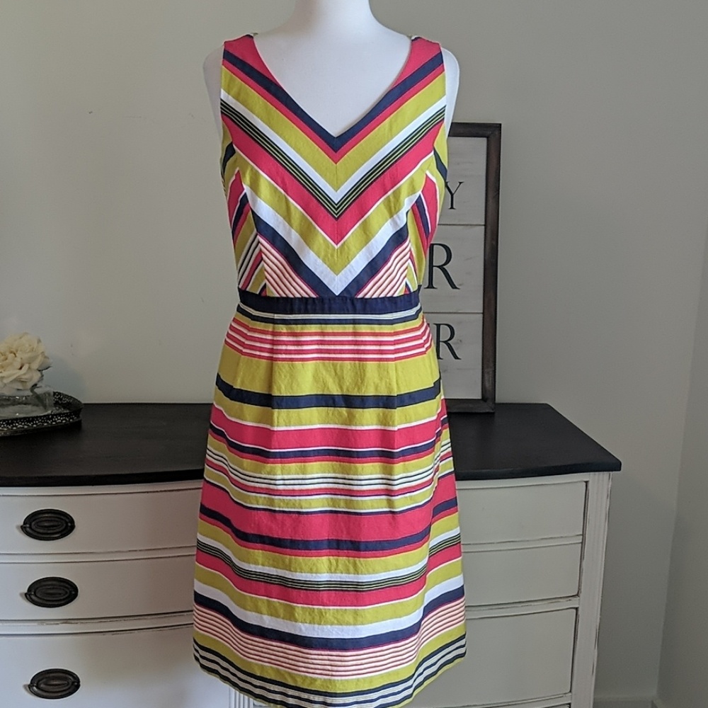 Preston and York striped sleeveless shift dress